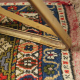 Folding chaisor chairs, gold structure and vintage golden yellow velvet