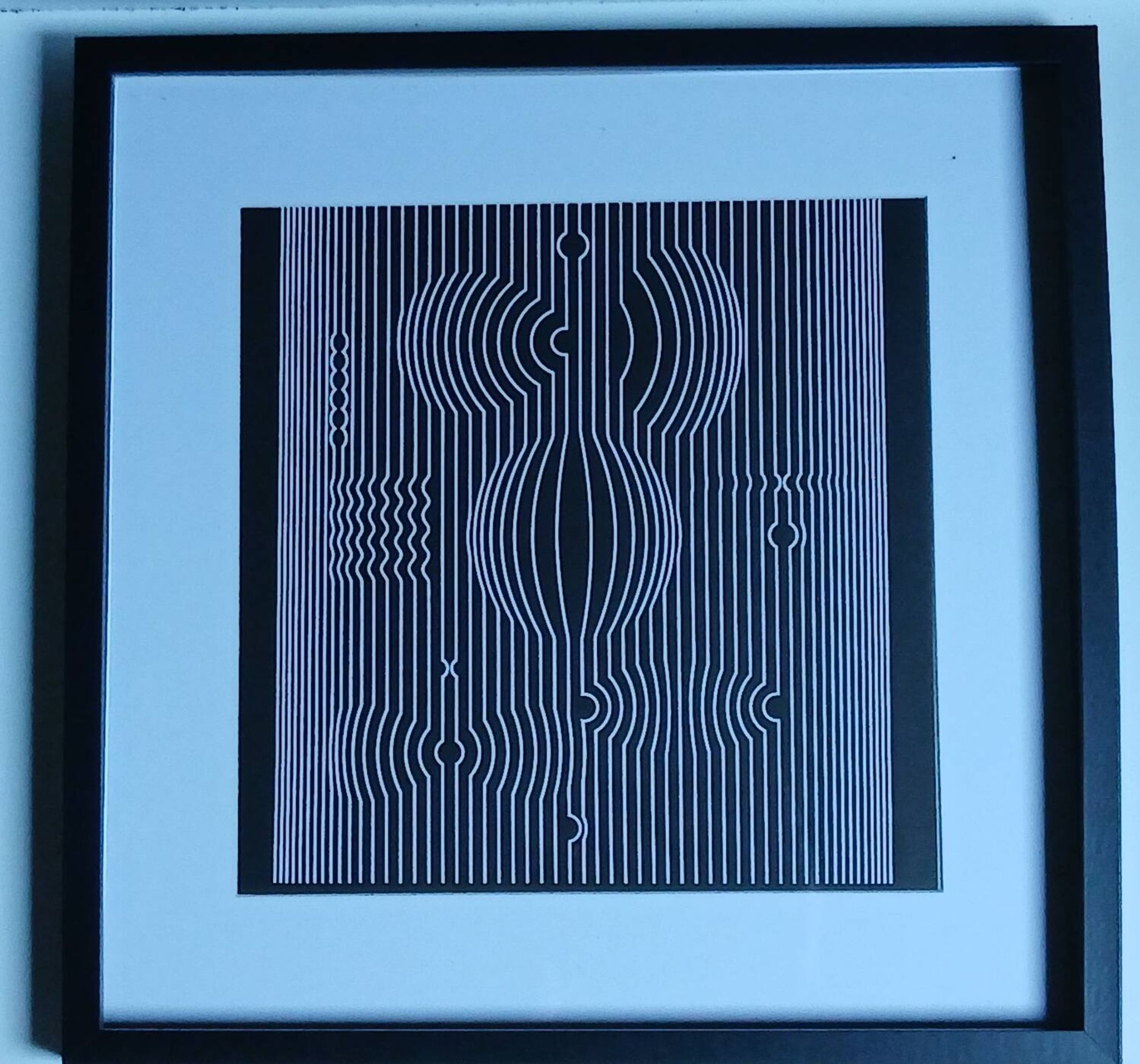 Tableau Vintage Art Optique – Linear Composition B&W – Frame 40x40cm