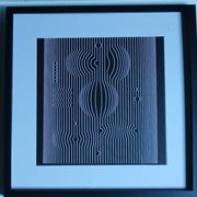 Tableau Vintage Art Optique – Linear Composition B&W – Frame 40x40cm