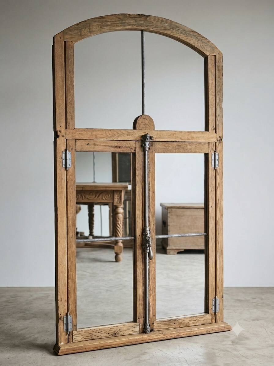 Eighteenth-century oak window mirror.
