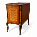 Commode en marqueterie de style Gustavien suédois du milieu du 20e siècle avec marbre