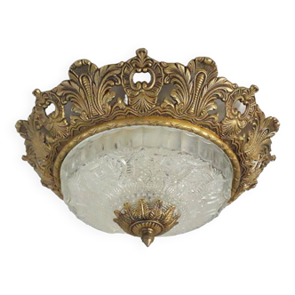 Plafonnier bronze et verre