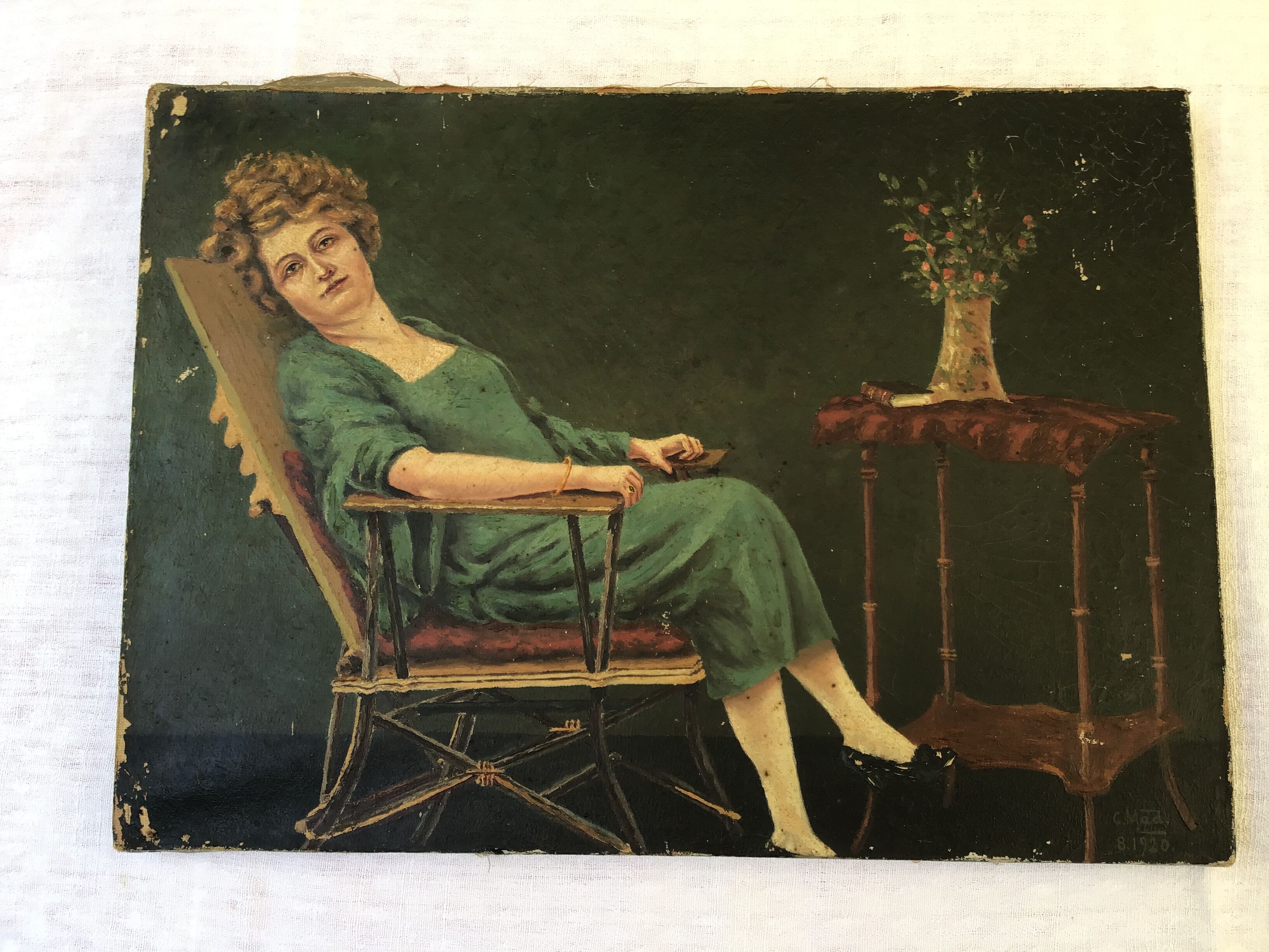 Huile sur toile 1920 l’après repas au boudoir