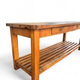 Grande table/comptoir de drapier en hêtre 1900's