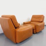 Paire de fauteuils lounge vintage en cuir des années 60 70