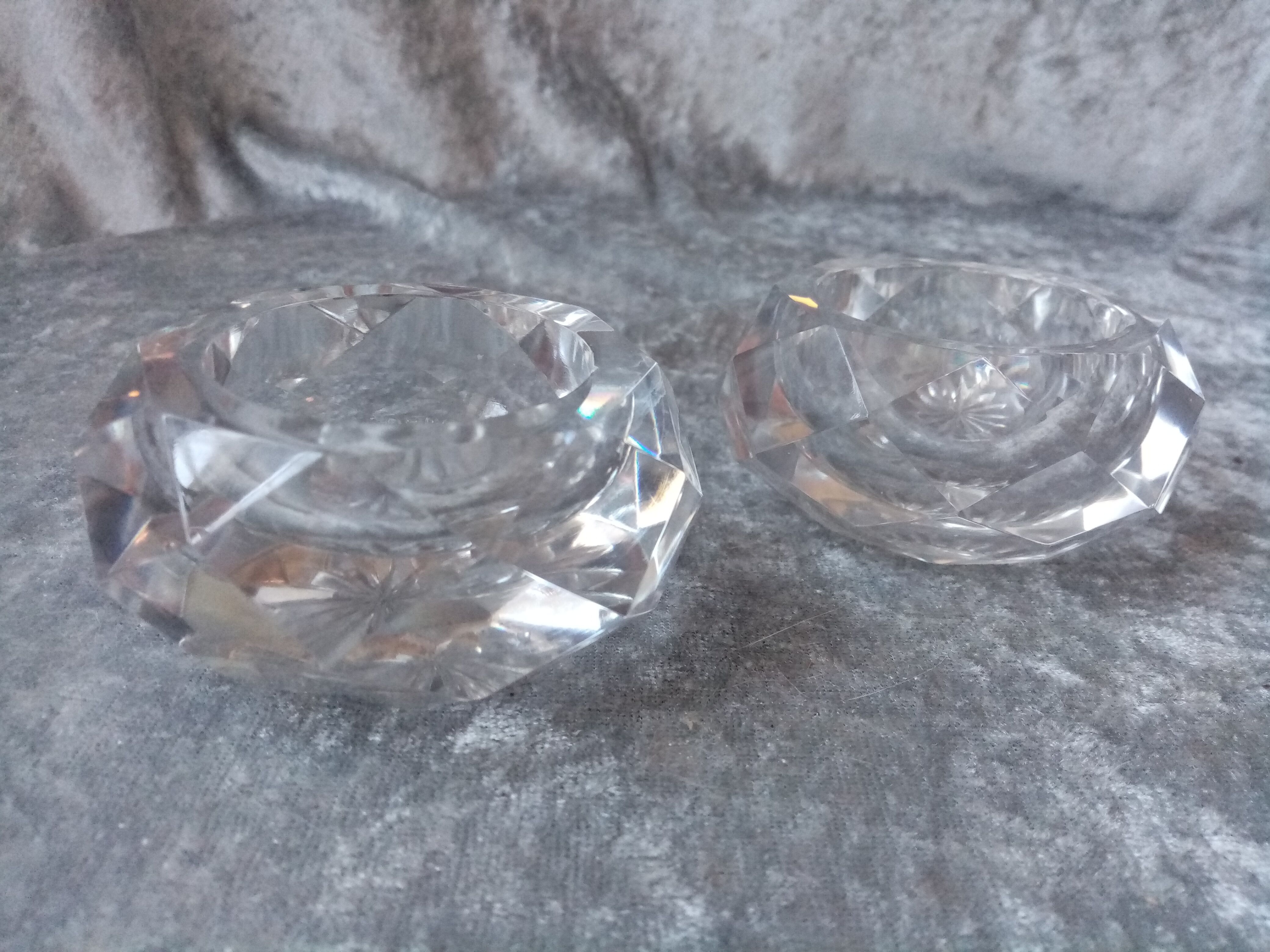 Pair of crystal salerons size 19th sign baccarat