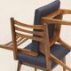 Pair of Scandinavian chairs seated night blue fabric restored, year 60.