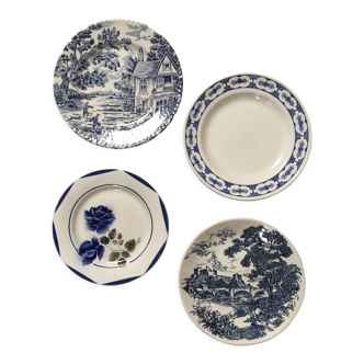 Blue & white mismatched flat plates