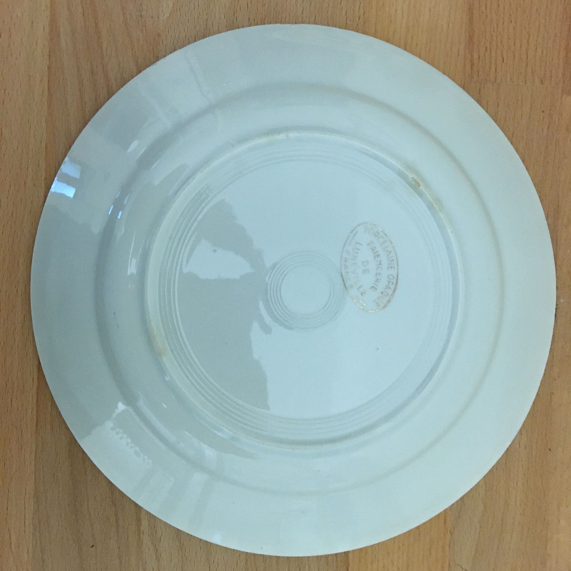 6 Flat Porcelain Plates Signed "Lunéville"