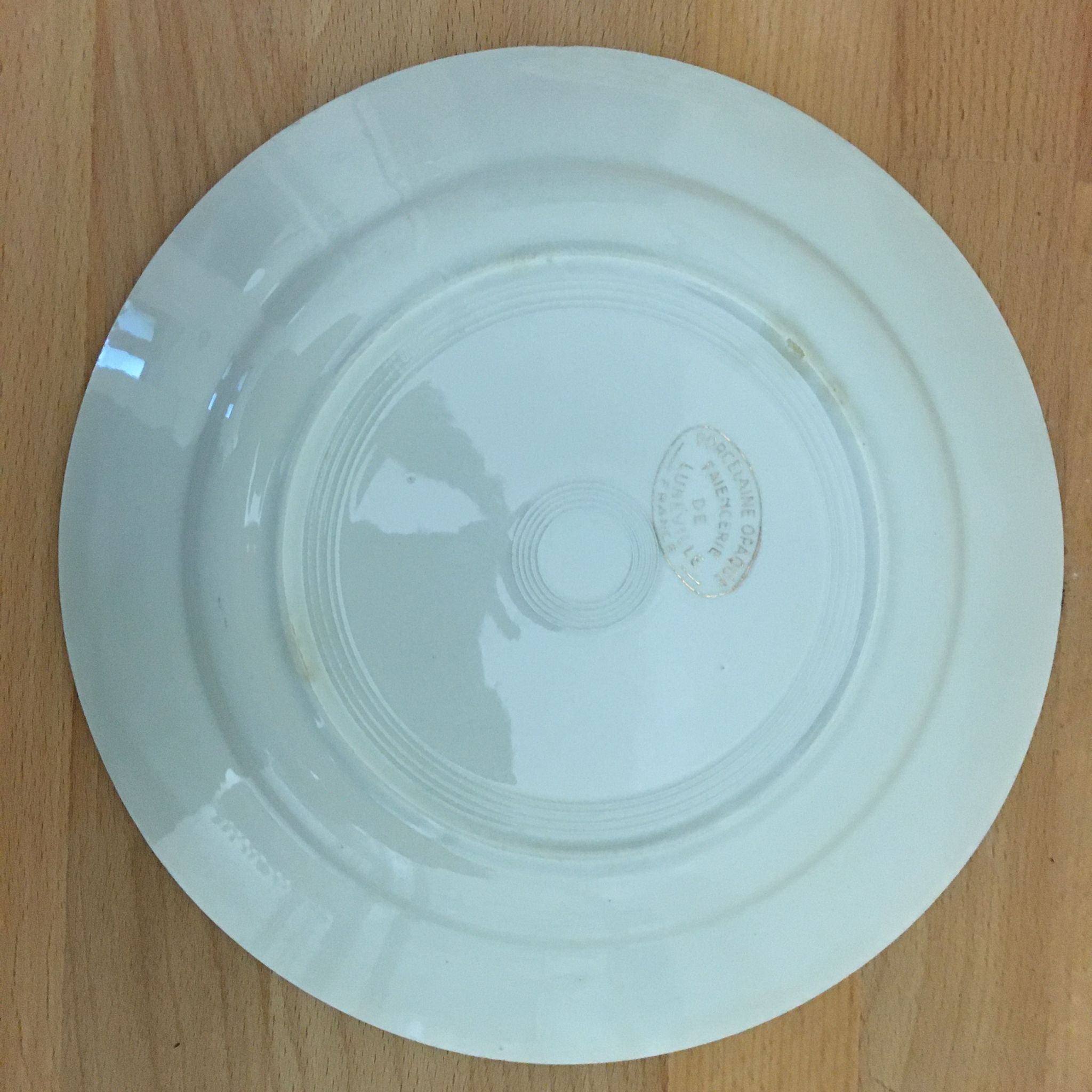 6 Flat Porcelain Plates Signed "Lunéville"