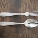 Set of 6 forks and 6 spoons in silver metal with punches
