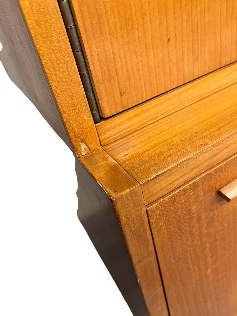 Vintage wooden wardrobe/shelf with mirror doors.