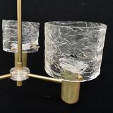3-light tulip chandelier in gold plexiglass and plastic
