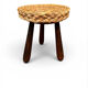 Tabouret tripode en chêne et paille Audoux et Minet 50’s
