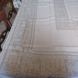 Nappe ancienne 24 couverts 283x200 brodé et monogrammé CC entrelacé