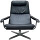 Vintage black leather lounge chair – swivel – 1970s