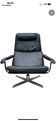 Vintage black leather lounge chair – swivel – 1970s