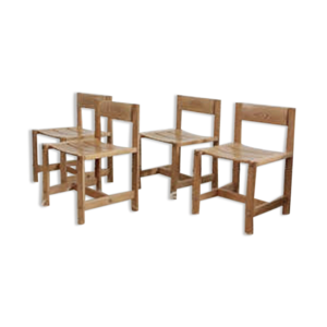 Ensemble de 4 chaises de salle à manger en pin, '70D