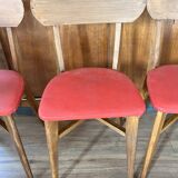 Ensemble de 4 chaises en bois et vinyle rouge