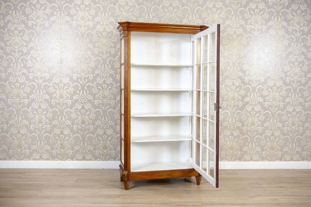 Mid-20th Century Single-Leaf Beech Display Cabinet, 1940s