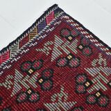 Neutral Wool Turkish Red Kilim Rug, 218x311 Cm