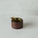 Vintage leather and patinated brass ashtray, 1960s, mid-century design.
