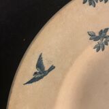 9 dessert plates old chickens, geese and pheasants blue field service Terre de Fer