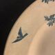 9 dessert plates old chickens, geese and pheasants blue field service Terre de Fer