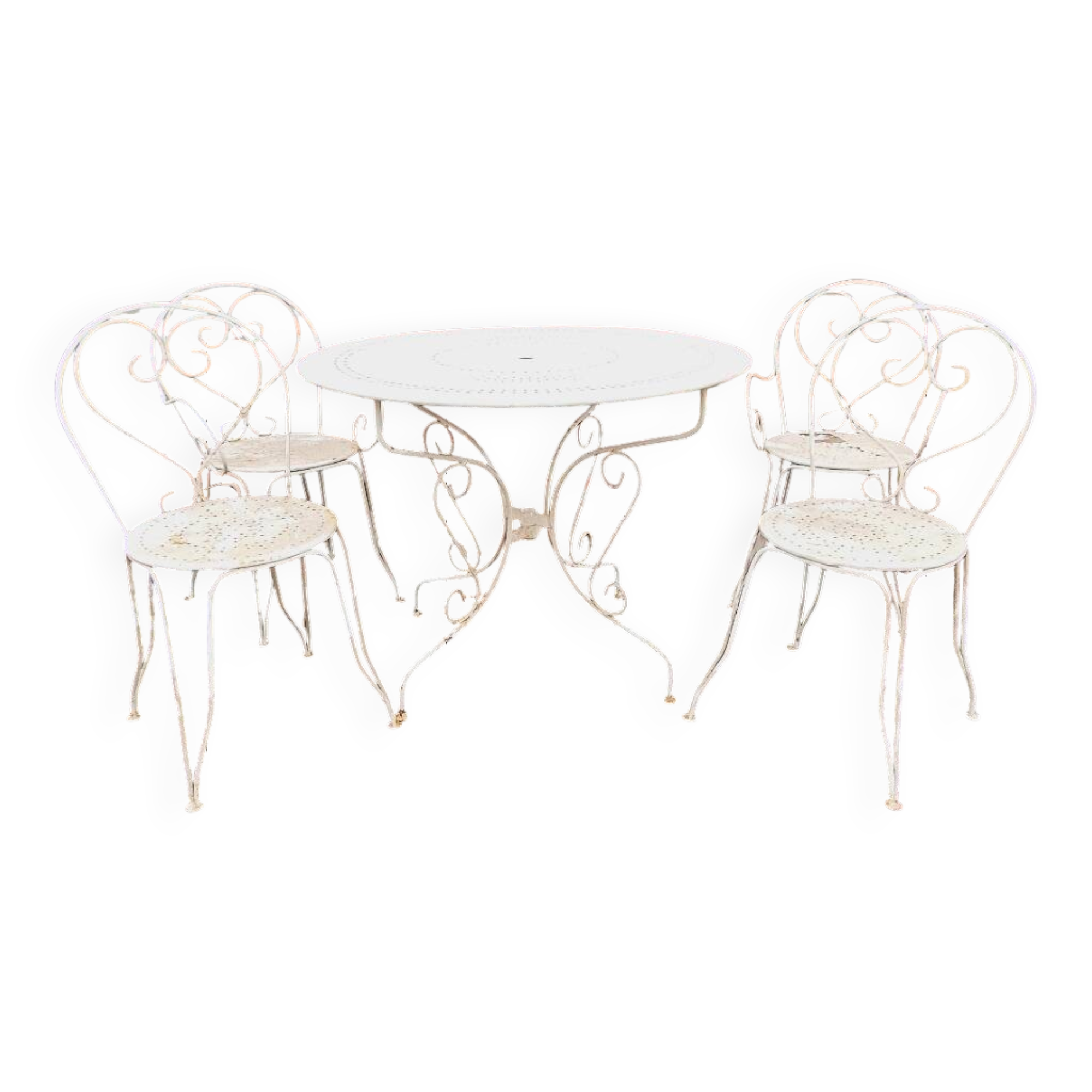 Wrought iron garden furniture chairs and table