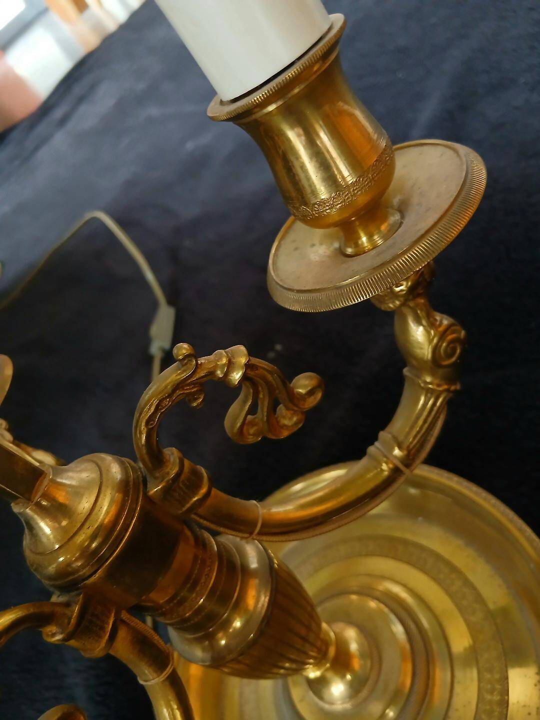 Exceptional empire style boiler lamp, swan, lucien gau - in excellent condition