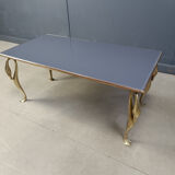 Vintage brass swan coffee table, 1970s