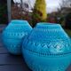 Pair of vases shaped ball stylish Asian. Glazed ceramic