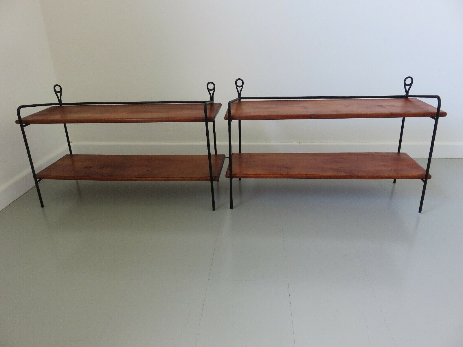 Scandinavian wood and metal shelf 60s 70s