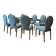 Table ghibli en verre avec 8 chaises parisiennes pieds sabrés roche bobois