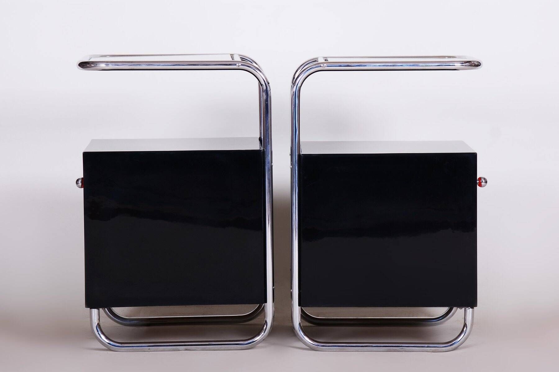 Bauhaus Bedside Tables attributed to Vichr & Spol, 1930s, Set of 2