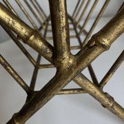 1960 magazine rack faux bamboo in beaten gold iron Italian craftsmanship