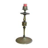 Massive brass disc candlestick
