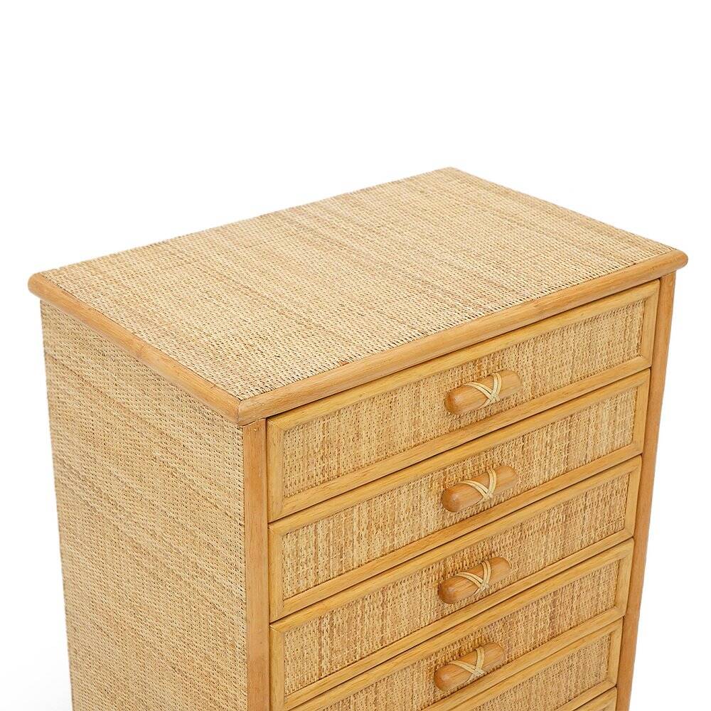 Woven wicker chest of drawers, 1980s