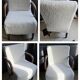 Armchair completely redone moumoute fabrics matching rectangular cushion woodwork mink color