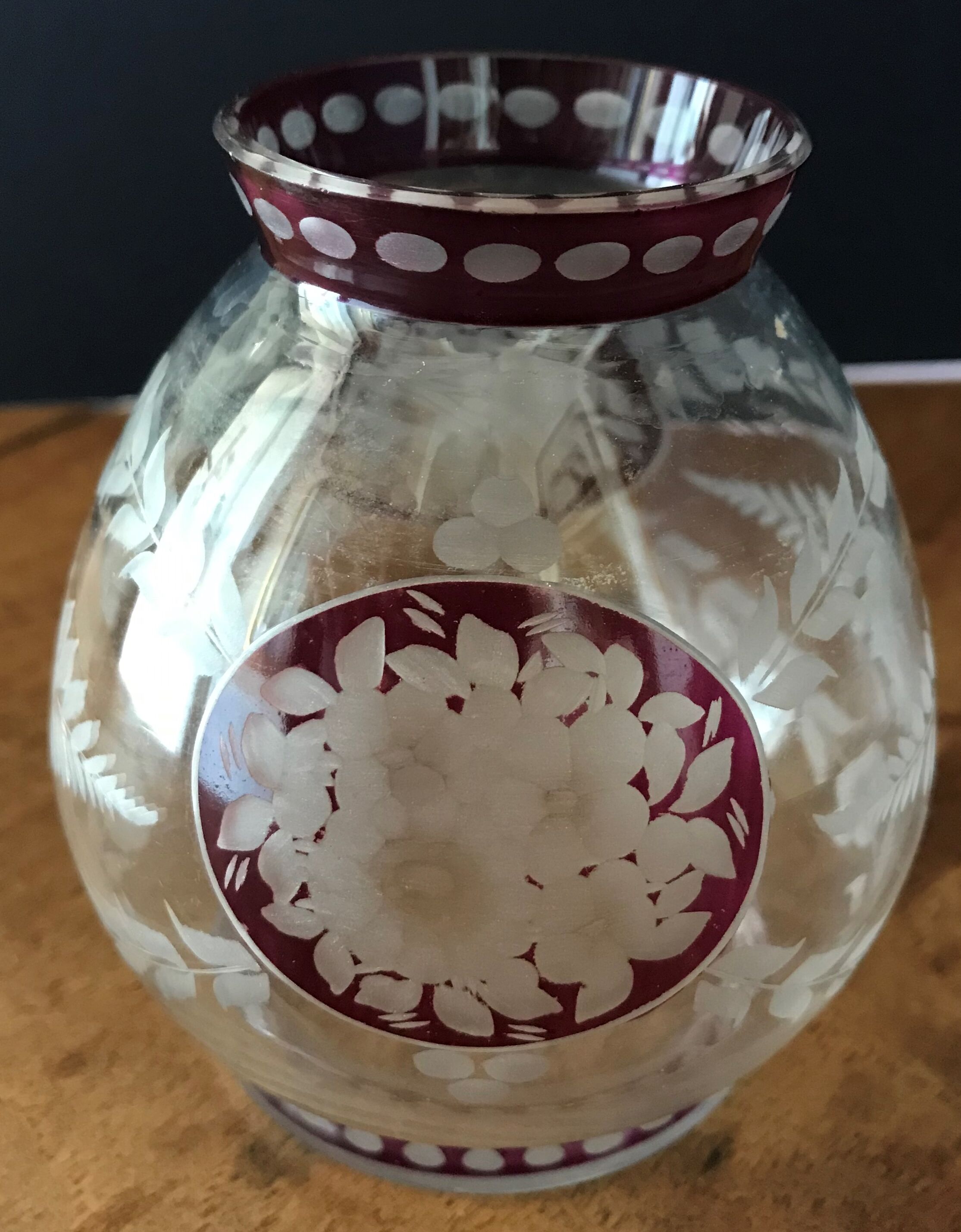 small carved crystal vase.