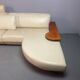 Exceptional Mid-Century Frighetto Italian Cream Leather Landscape Sofa with