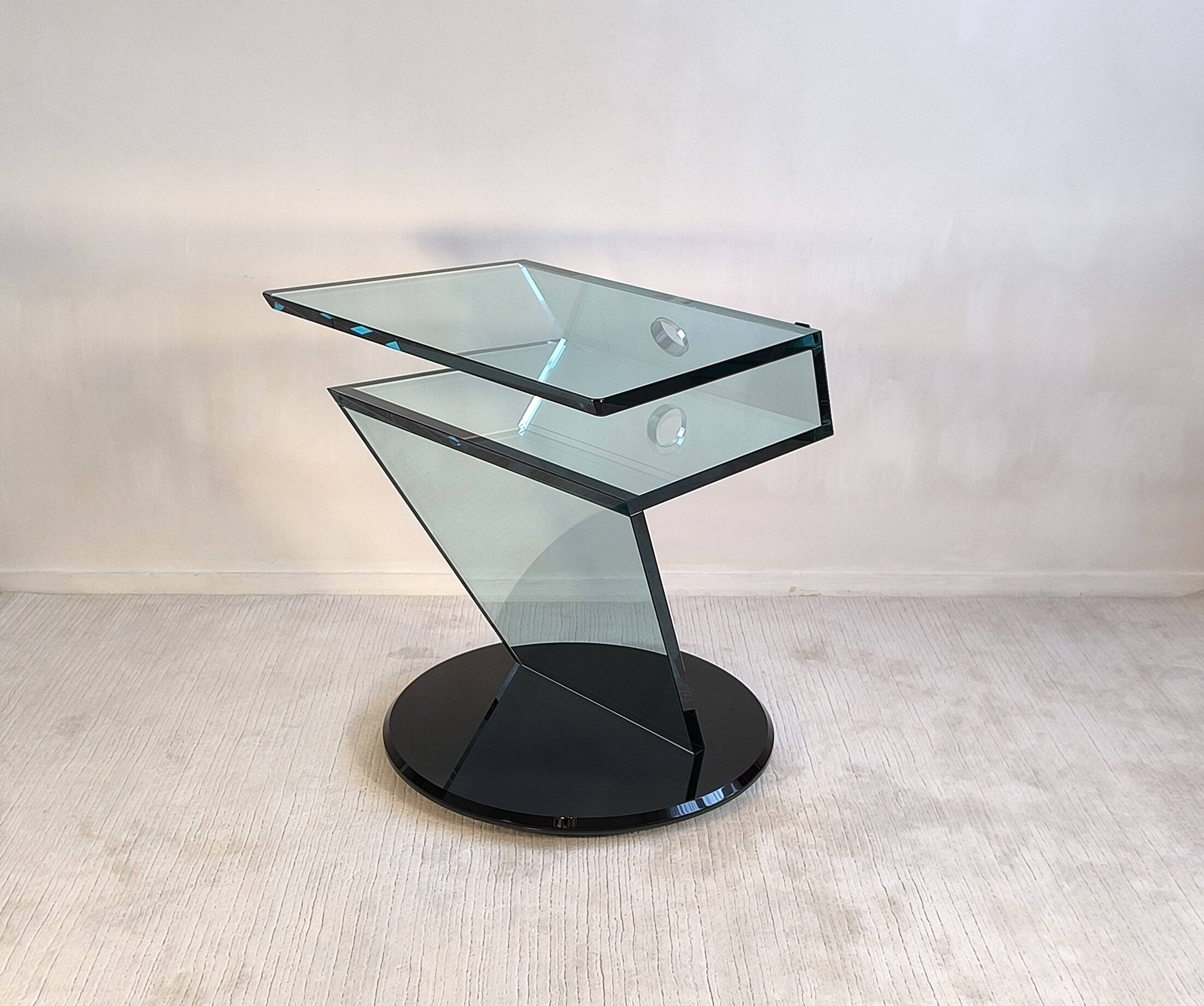 Reflex Angelo – sumptuous glass TV stand “jazz” signed Reflex Angelo made