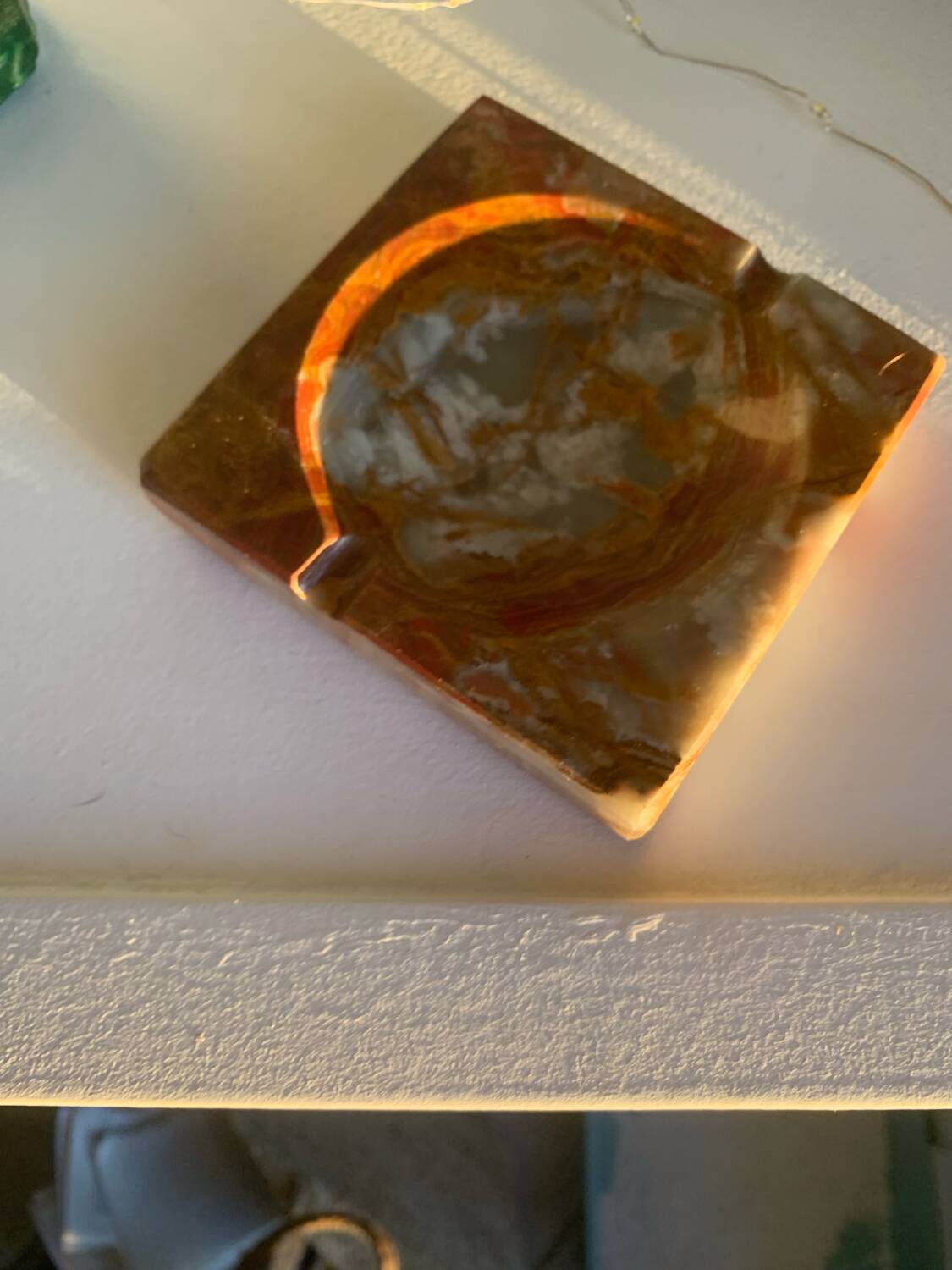 Cendrier vide poche onyx marbre vintage