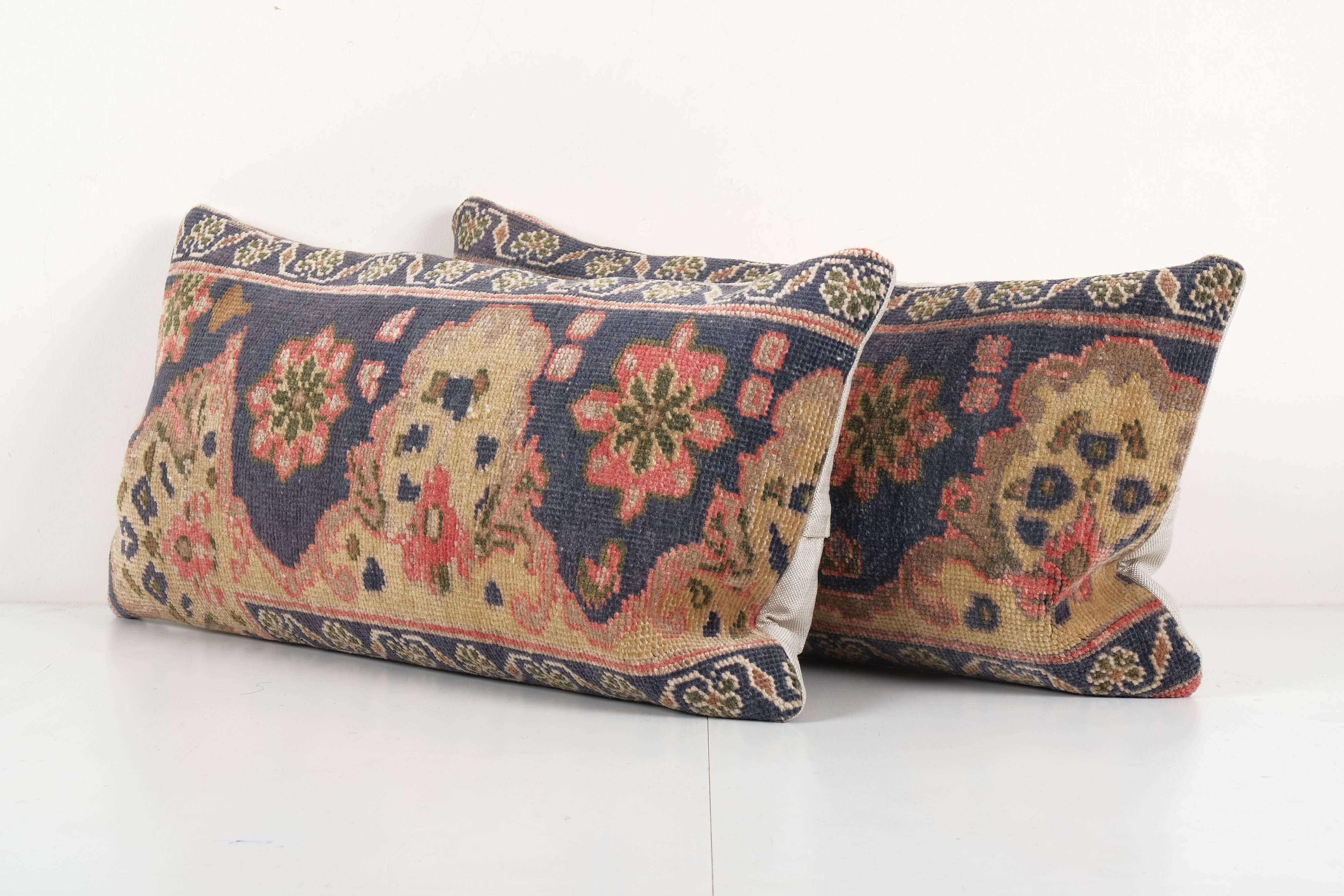 Set of two turkish oushak rug pillow cover