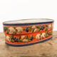 Antique blue orange painted german bride box 19th century folk art
