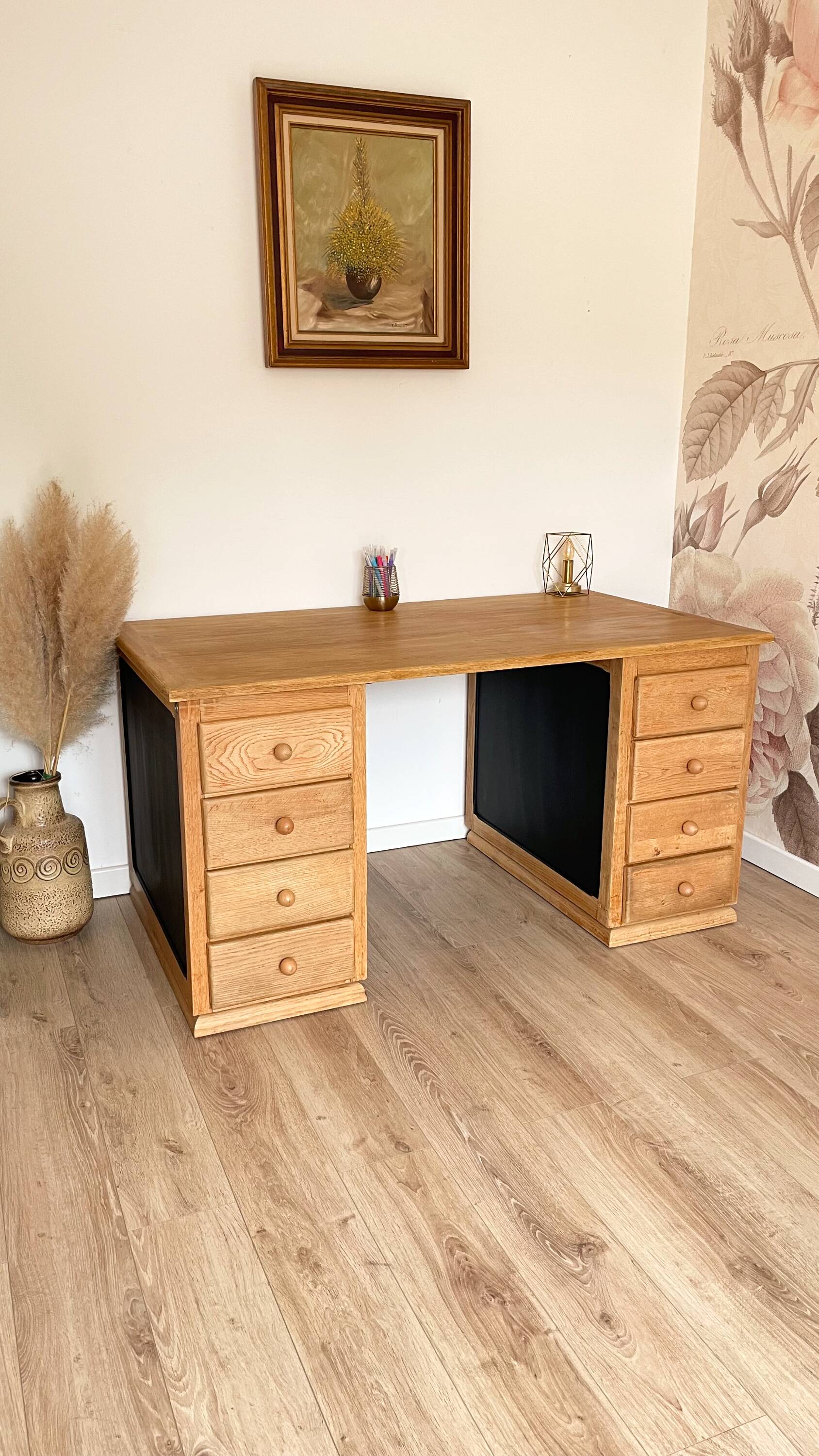 Large solid oak desk