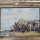 Old painting after A. Delcroix – lively seaside scene, 1841
