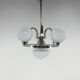 Lustre Art Déco en chrome et verre laiteux, restauré, années 1930