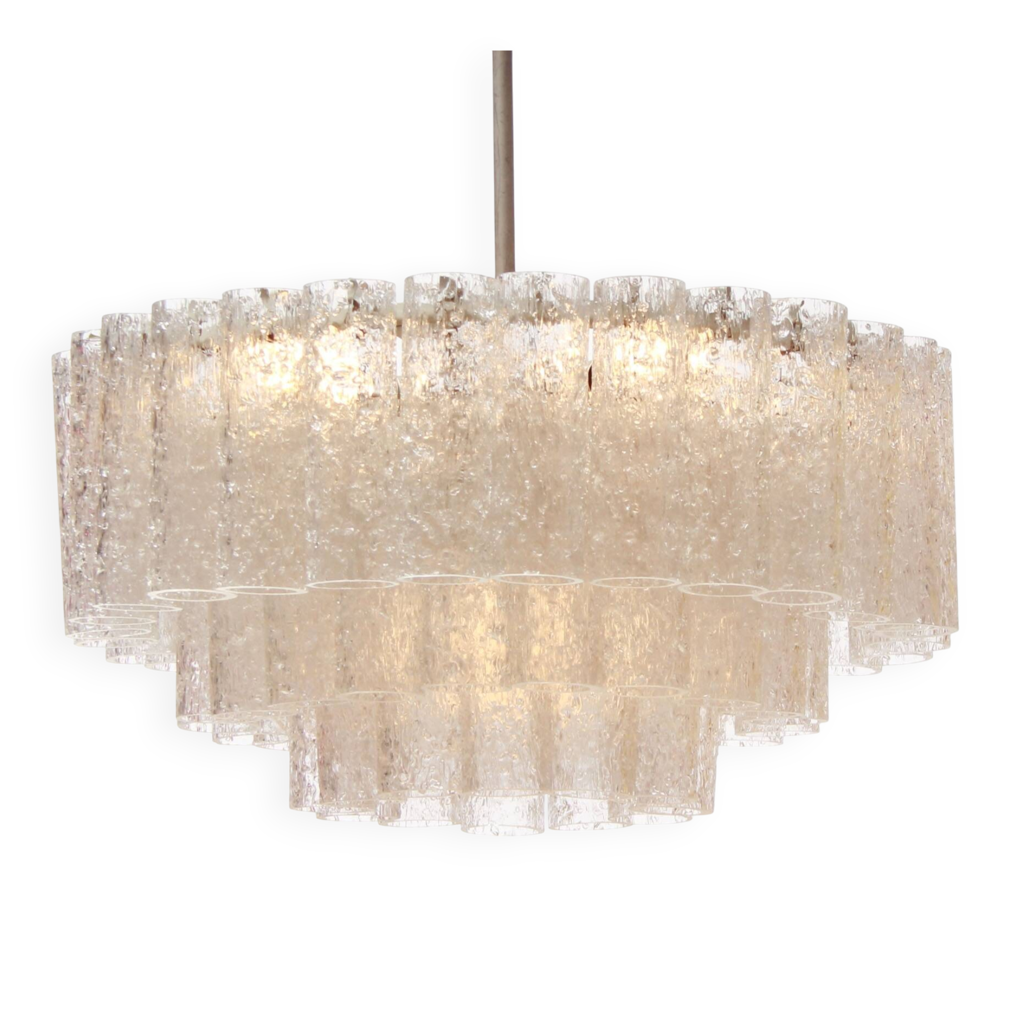 German 1960s chandelier with 60 cristall glass tubes
