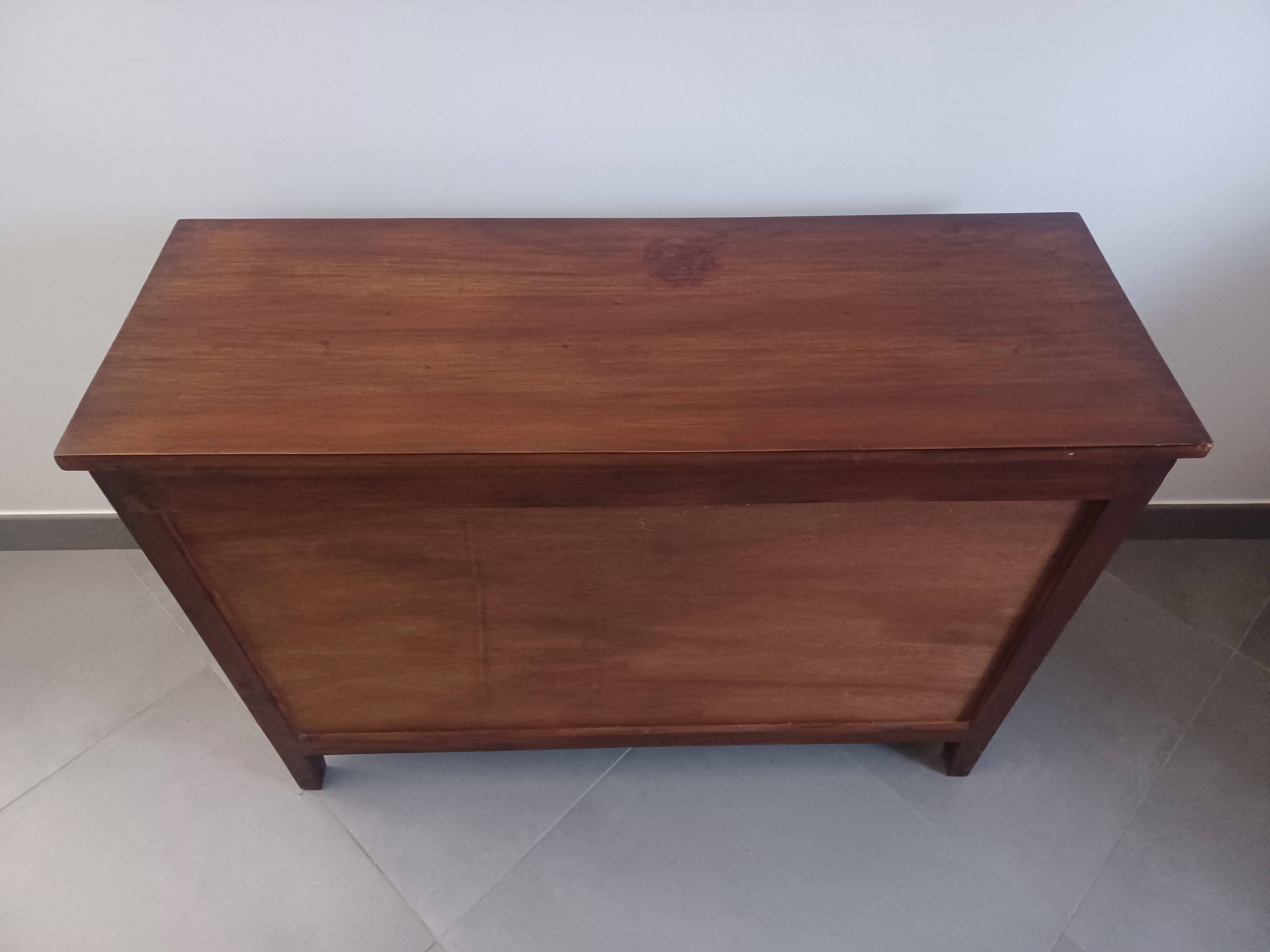 Three-drawer chest of drawers in exotic wood